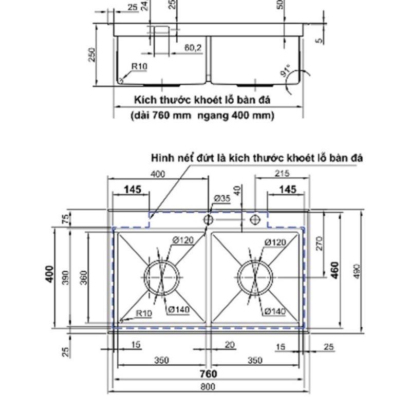 Chậu rửa chén Luxta LC8049N-5.0